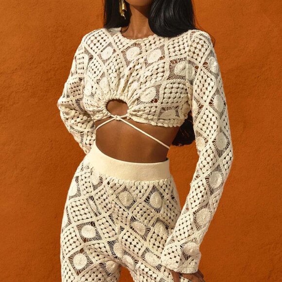 ✨HOST PICK✨ Andrea Iyamah Hira Key Hole Crochet Crop Top - Picture 10 of 11